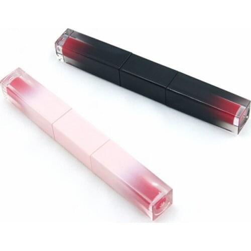 6ml double-end Empty Lip Gloss Tube 3ml*2 gradient black pink Plastic Lip Gloss Container cosmetic Packaging Containers 50pcs
