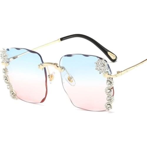 New Fashion Rimless Sunglasses Women 2021 Luxury Rhinestone Sun Glasses Vintage Shades for Female Holiday Eyeglasses Eyewear