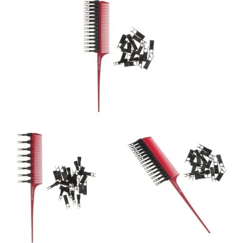 Special Comb Comb Streak Comb Weaving W / Sectioning Comb Wine Red
