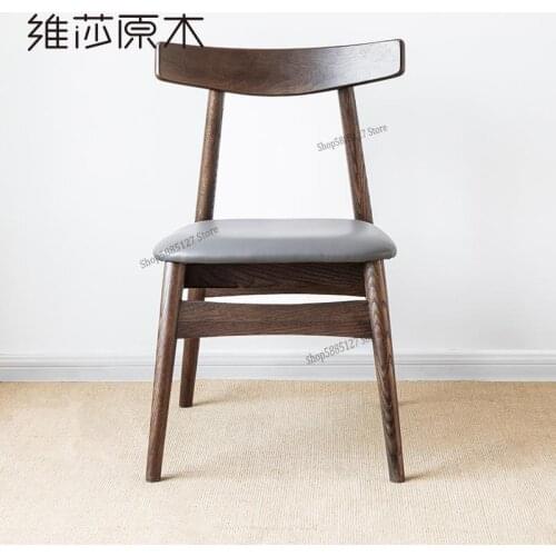 Dining Chair Home Solid Wood Nordic Minimalist Modern Economical Walnut Oak Environmental Protection Restaurant Study Chair