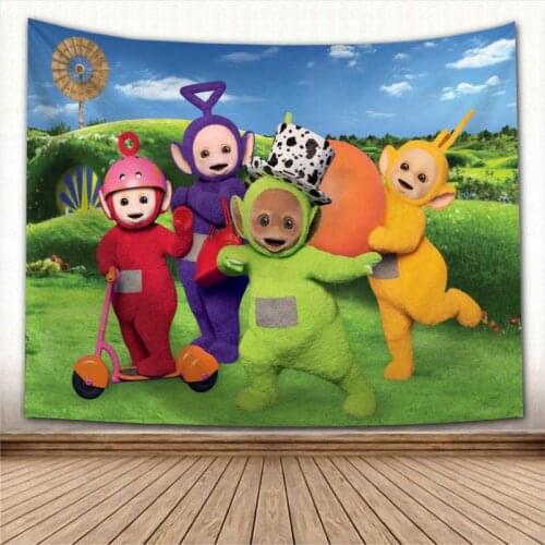 Teletubbies Anime Tapestry Colorful Psychedelic Decorative Carpet Wall Fabric For Living Room Bedroom Tapestries Accessories