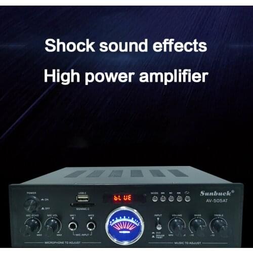 KYYSLB 100W 220V 4-16 Ohm AV-505AT 2.0 Channel Home Bluetooth Amplifier HIFI Aluminum Alloy Radio Fixed Resistance Amplifier