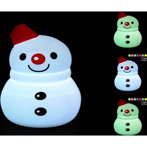 Party Club decoration, Best Gift Pat sensing Environmental Soft Silicone Snowman Shape Colorful Led lighting toy