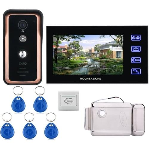 Touch Key Wired 7 inch Video Door Phone Video Intercom Doorbell System RFID IR-CUT Camera + Stainless Steel Electronic Door Lock