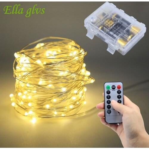 8 Modes 33 Fft 100 leds Waterproof Battery Powered Led String Lights With Remote Control Indoor and Outdoor Party Home