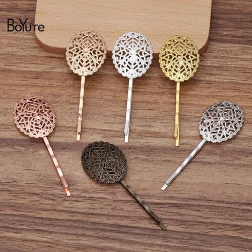 BoYuTe Custom Made (200 Pieces/Lot) 25*30MM Filigree Hair Clips Vintage Style Women Hair Accessories Materials