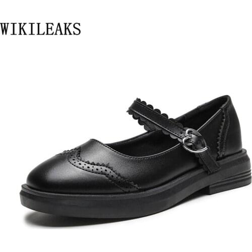 Platform Shoes Leather Casual Shoes Lolita Oxford Shoes for Women Chunky Heels 2021 Fashion Women Zapatos Casuales De Mujer