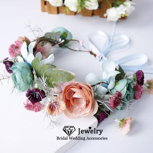 CC Forest Style Flower Hairbands Women Hair Accessories Wedding Crowns Engagement Jewelry Bridesmaids Headdress Corolla 58367