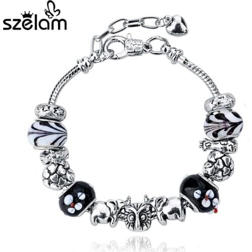 Szelam Low 2019 Women Fashion Silver Charm Flower Bracelets & Bangles Bracelet Snake Chain Bracelet For Women SBR150015