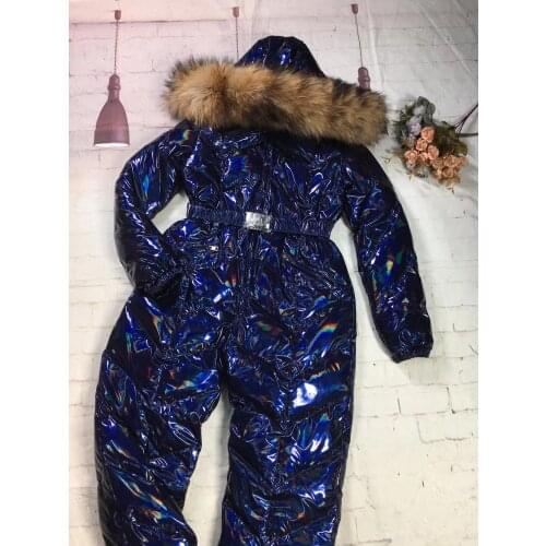 Super fur Overall 2020 Winter jumpsuit women white duck down jackets Womens skiing suit down jacket outdoor suit outerwear