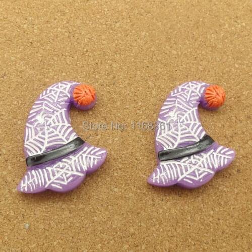 1pcs/lot resin flat back Halloween purple spider hat 27mm Cabochons Hair Bow Center DIY Christmas decration C118-8