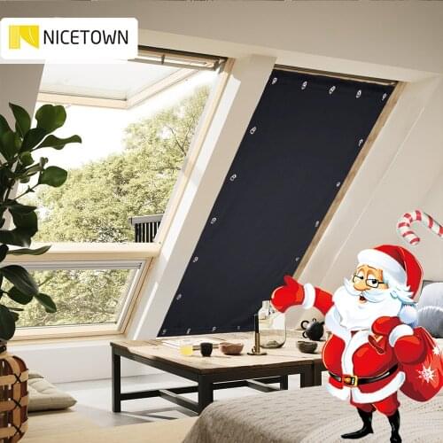 NICETOWN 1Pc Portable Adjustable Blackout Curtain Blind Shade Drape with Suckers for Bedroom Kitchen Roof Window 129cm by 198cm