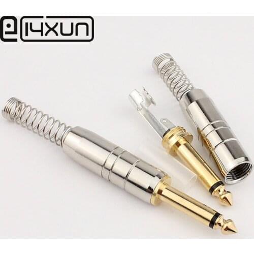 1pcs 6.35mm 6.5mm connector mono audio plug jack amplifier microphone plug Professional plug king protection device with spring