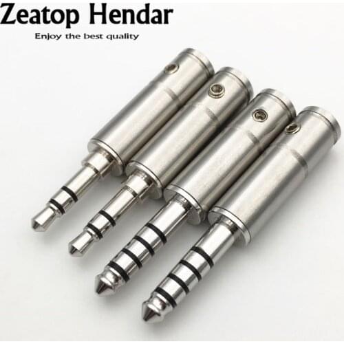 10Pcs HiFi Copper Non Magnetic Rhodium Plated 3.5mm 3Pole / 4.4mm 5Pole Male Jack 3.5 / 4.4 Audio Plug DIY Solder Wire Connector