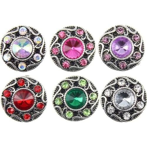 10pcs/lot Snap Jewelry Buttons Birthstone Rhinestone 18mm Snap Buttons Fit 18mm Snap Bracelets Women Alloy button jewelry