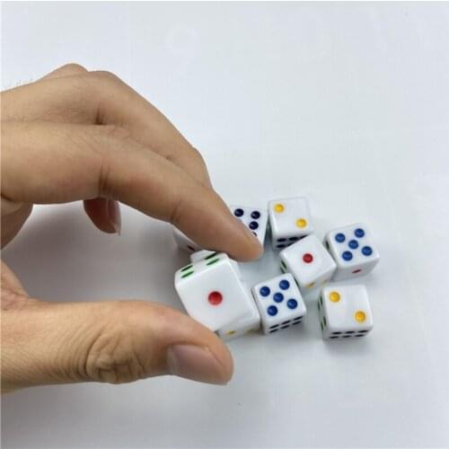 16mm 120/240pcs White 6 Color Points Dice Set Right Angle Square Corner Acrylic Vertical Angle D6 RPG Dice Teaching Boardgame