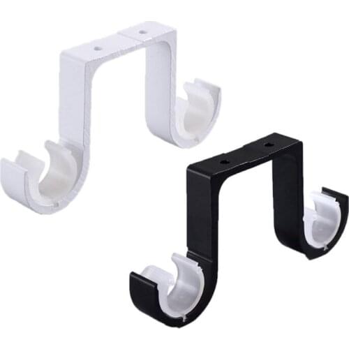 2pcs/set Double Curtain Rod Brackets Window Hardware Hook Holder Hanger Supporter Roof Mounted Home Decor Accessories