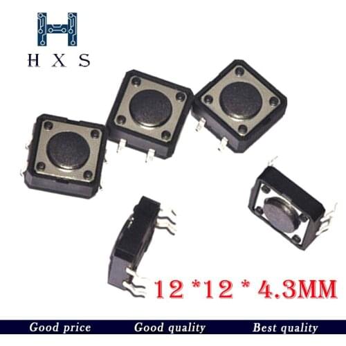 50PCS SMD 12x12x4.3MM touch key switch 4PIN 12 *12 * 4.3 switch