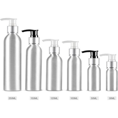 300pcs/lot 30/50/100/120/150/250ml Aluminum bottle, Empty cosmetics hand lotion pump Container, shampoo lotion pump Bottles