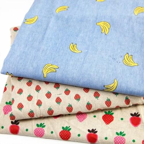 50*150CM fabric Linen fruit Strawberry, cherry,banana color cup for Tissue Kids Bedding home textile for Sewing Tilda Doll,c834
