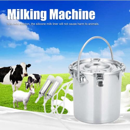 7L Pulsating Milker Milking Machine Kit for Cow Portable Adjustable Pulsating Electric Milker 100-240V