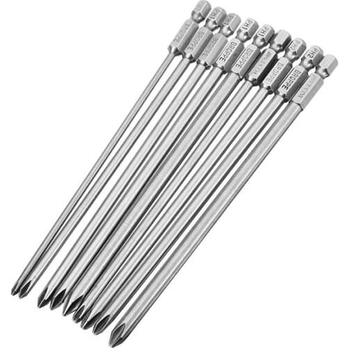 9pcs 150mm Magnetic Cross Head Screwdriver Bits Long Hex Shank