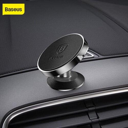 Baseus Genuine Leather car phone holder for iPhone X Samsung S9 Universal 360Degree Magnetic Air Outlet holder for phone in car