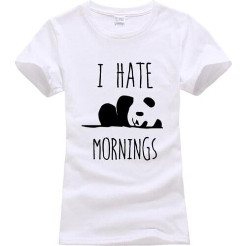 Brand clothes harajuku tops t-shirts Women Cotton Casual tee Shirt femme summer camisetas 2019 Panda I HATE MORNINGS cute Tshirt