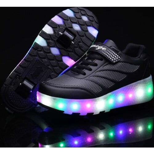 2021 Size 28-40 Kids LED Roller Shoes Glowing Light Up Shoes Luminous Sneakers with Wheels Kids Rollers Skate Shoes for Boy Girl