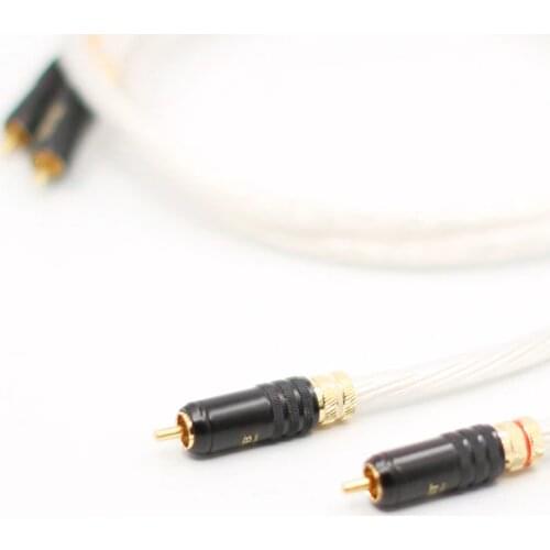 Hi-end 5NOCC Silver Plated HIFI 2RCA Male to Male Audio Cable RCA TO RCA Audio cable