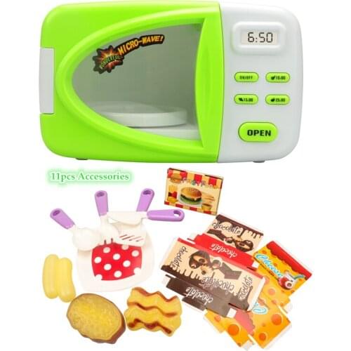 Kitchen Toys Simulated Microwave Ovens Food Discolored light Rotatable Realistic Educational Classic toys Hobbies Children Toys