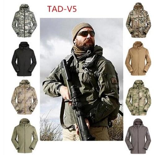 Camouflage Hunting Clothing Shark Skin Soft Shell Lurker Tad V 4.0 Outdoor Tactical Military Fleece Jacket + Uniform Pants Suits