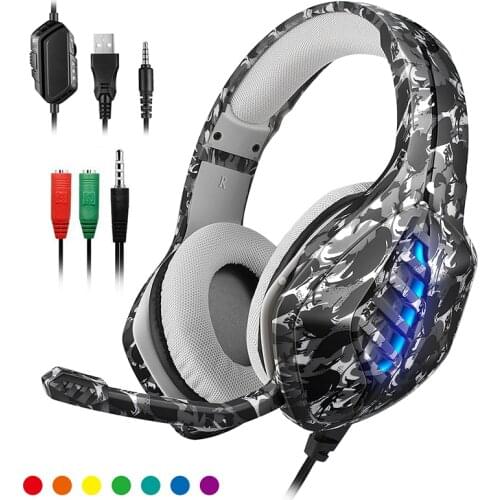 Camouflage PS4 Wired Gaming Headphone Deep Bass Headset Computer Gamer Earphone Headsets With Mic For PC Computer Phone laptop
