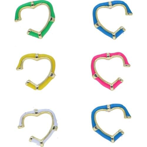 Summer hot sellilng women girl jewelry no pierced ear cuff Neon colorful enamel heart cuff clip on earring