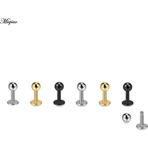 Miqiao 2pcs 16G Ear Bone Studs Stainless Steel Punk Piercing Fashion Jewelry Ultra Short Rod Flat 3.5mm