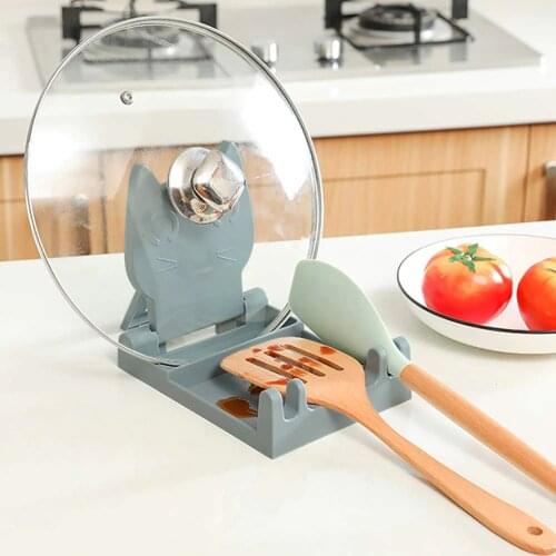 Multifunction Kitchen Utensil Rest Cute Cat Spatula Rack Spoon Rest,kitchen Accessories Foldable Spoon Holder Heat-resistant