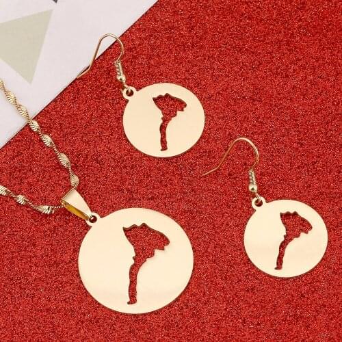 New Eritrea Map Pendant Earrings Set For Women Girl Gold Color Map of Eritrean Jewelry