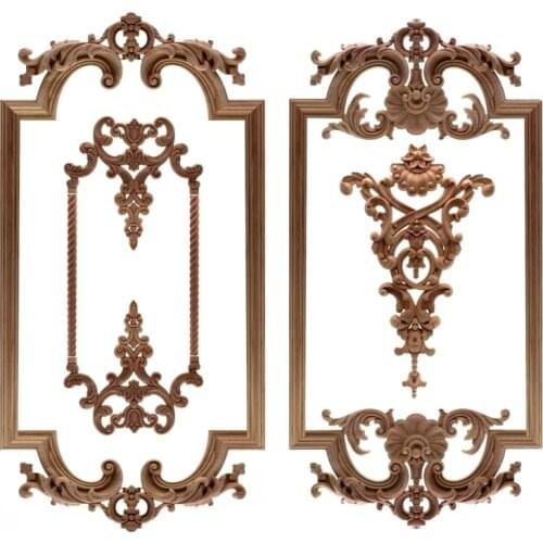 RUNBAZEF The New Listing Wood Carving Angle Flower European Style Lattice Background Wall Applique Home Decoration Accessories