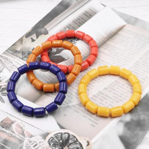 Wholesale 5 Colors Beads Strand Bracelet Faux Beeswax Resin Ambers Bracelet Yoga for Women Friend Gift Charms Jewelry 7.5" B246