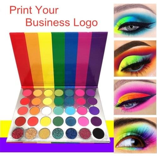 Wholesal eyeshadow palette 35 colors matte glitter pigment eye makeup shadow private label print logo custom your business logo