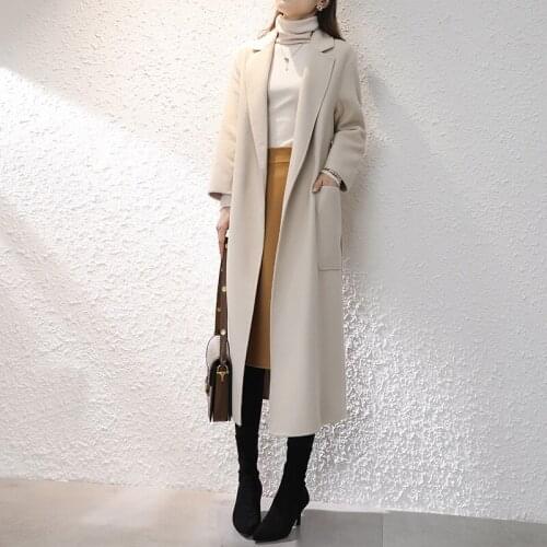 Autumn Winter Long Wool Coat Women Fashion Long sleeve Slim Double-sided Cashmere Jacket Elegant Woolen Coat Women Overcoat H590