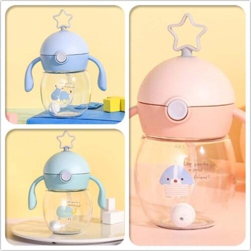 280ml Sippy Cup With Straw Baby Feeding Cup Kids Learn Drinking Water Milk Bottle With Handle Training Cup Tritan BPA Free