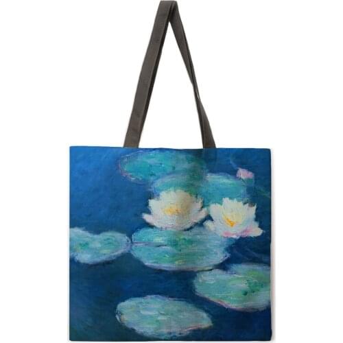 Classical art oil painting leisure tote bag linen bag environmental protection shopping bag outdoor beach bag leisure tote bag