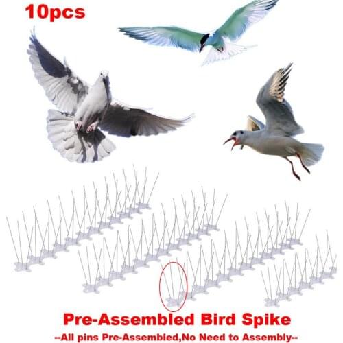 Pre -Assembled BIRD SPIKES - Durable Pigeon Repellent - Great Deterrent for Birds, Crows And Woodpeckers ,Set of 10(10*48.5cm)