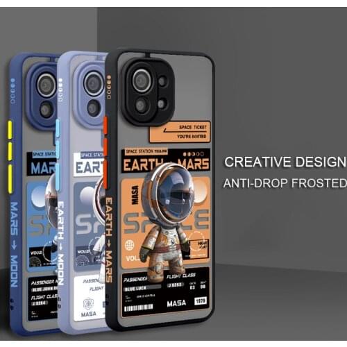 Luxury Astronaut Camera Protection Shockproof Cover For Xiaomi Mi 11 Pro Lite 11Ultra Liquid Silicone TPU Bumper Case