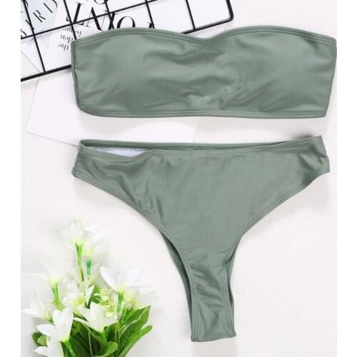 G92F Sexy Women Bikini Set Strapless Bandeau Push-up Bra Swimsuit Swimwear Bathing