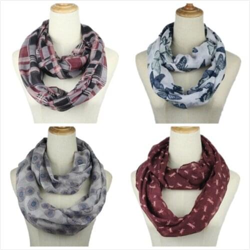 2019 Fashion Women printed Ring Scarf Infinity Loop Neckerchief Echarpe Foulard Femme snood spring summer autumn