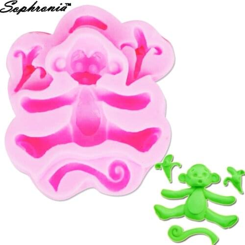 Sophronia Monkey Silicone Cake Mold 3D Chocolate Decoration Fondant Moulds DIY Hand For Kitchen Baking Tools m572