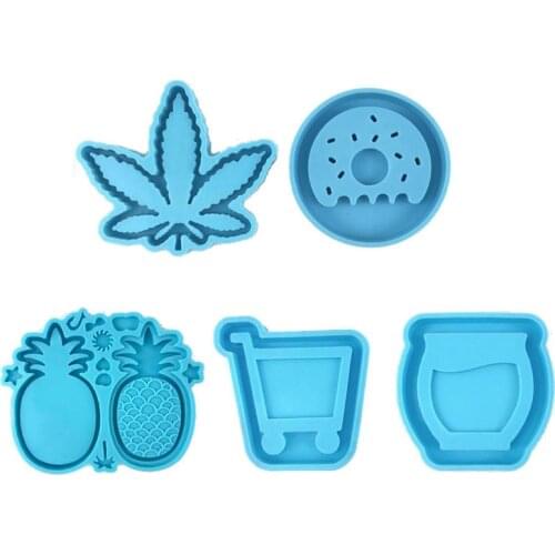 Donut Pineapple Silicone Quicksand Mold Crystal Epoxy Keychain Pendant Oranment Casting Mould Diy Hair Jewelry Resin Accessories