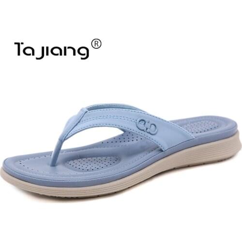 Ta Jiang Summer womens sandals fashion metal decoration flip flops ladies beach flat flip flops sandals T2605-3